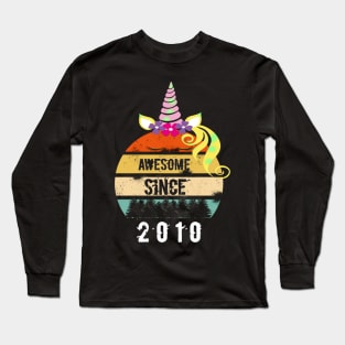 Vintage awesome Since 2010 10th birthday gif shirt Long Sleeve T-Shirt